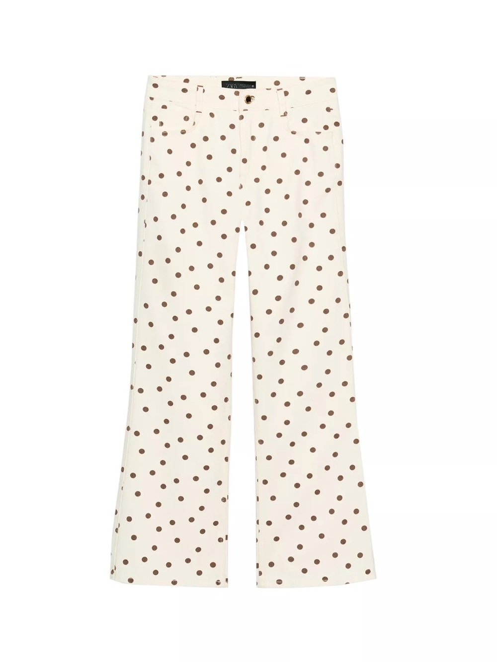 Zara MID-RISE MINI FLARE POLKA
DOT JEANS